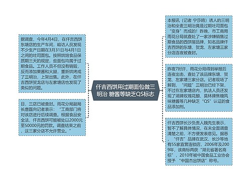 仟吉西饼用过期面包做三明治 糖酱等缺乏QS标志