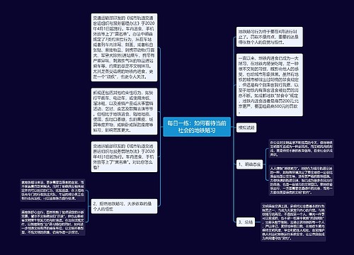 每日一练：如何看待当前社会的地铁陋习