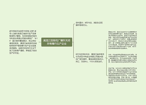 黑龙江因烟花厂爆炸关闭所有爆竹生产企业