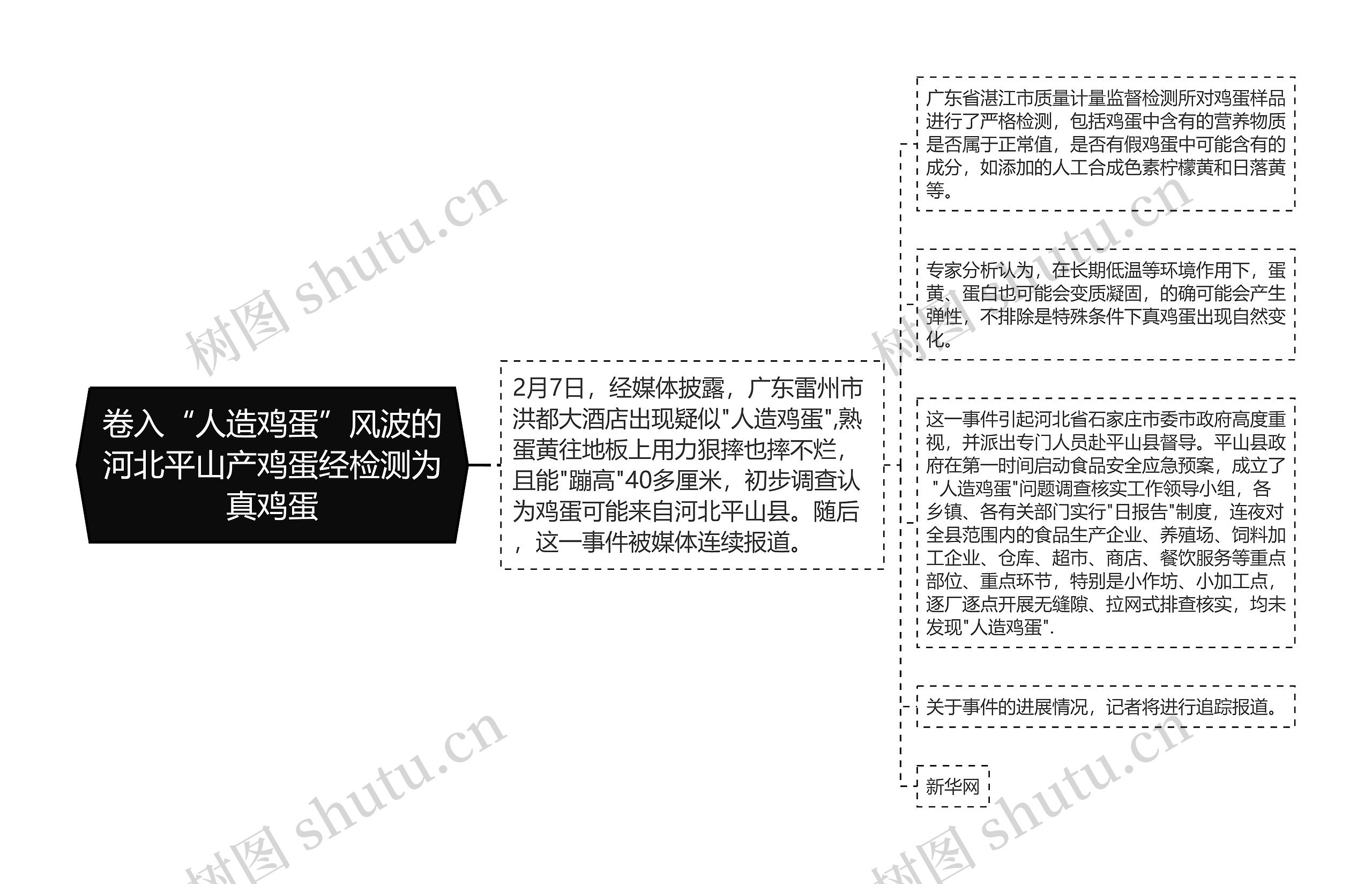 卷入“人造鸡蛋”风波的河北平山产鸡蛋经检测为真鸡蛋思维导图