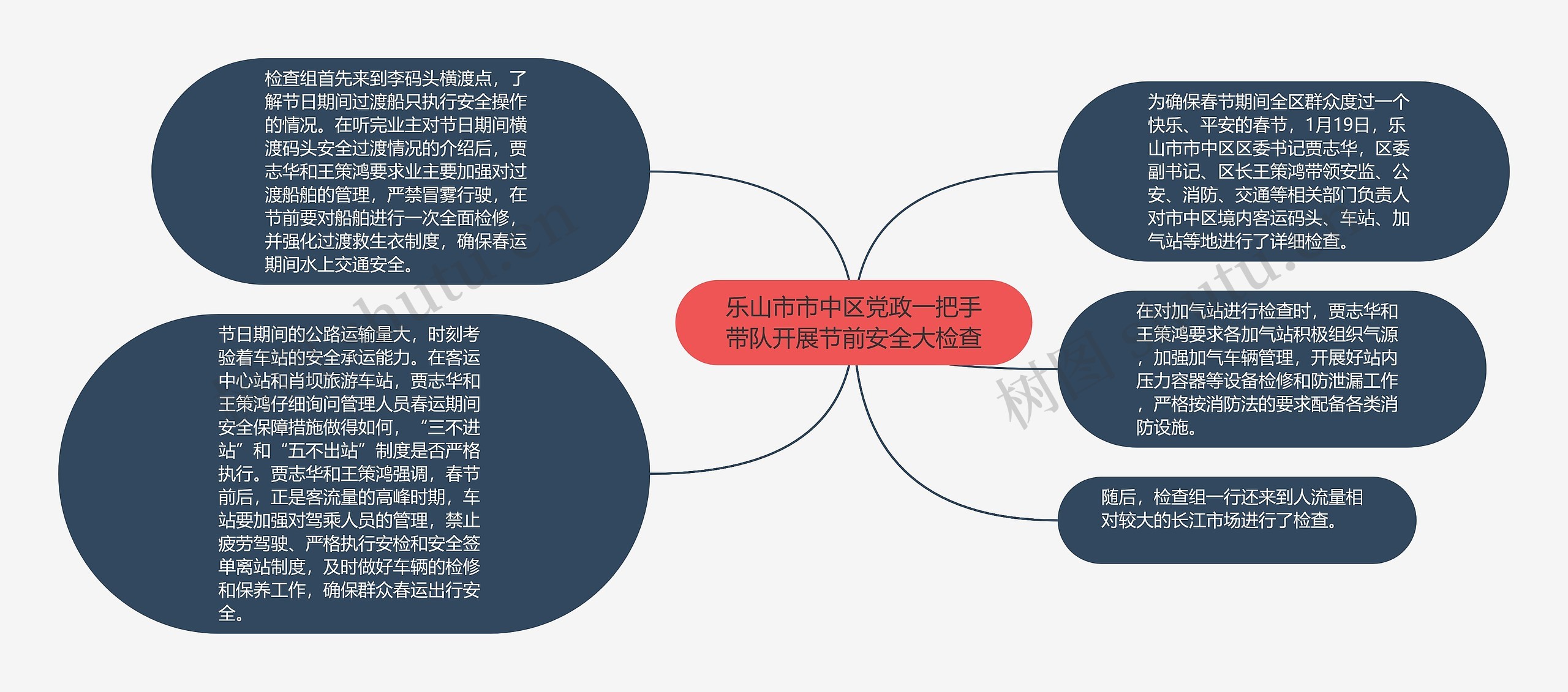 乐山市市中区党政一把手带队开展节前安全大检查思维导图