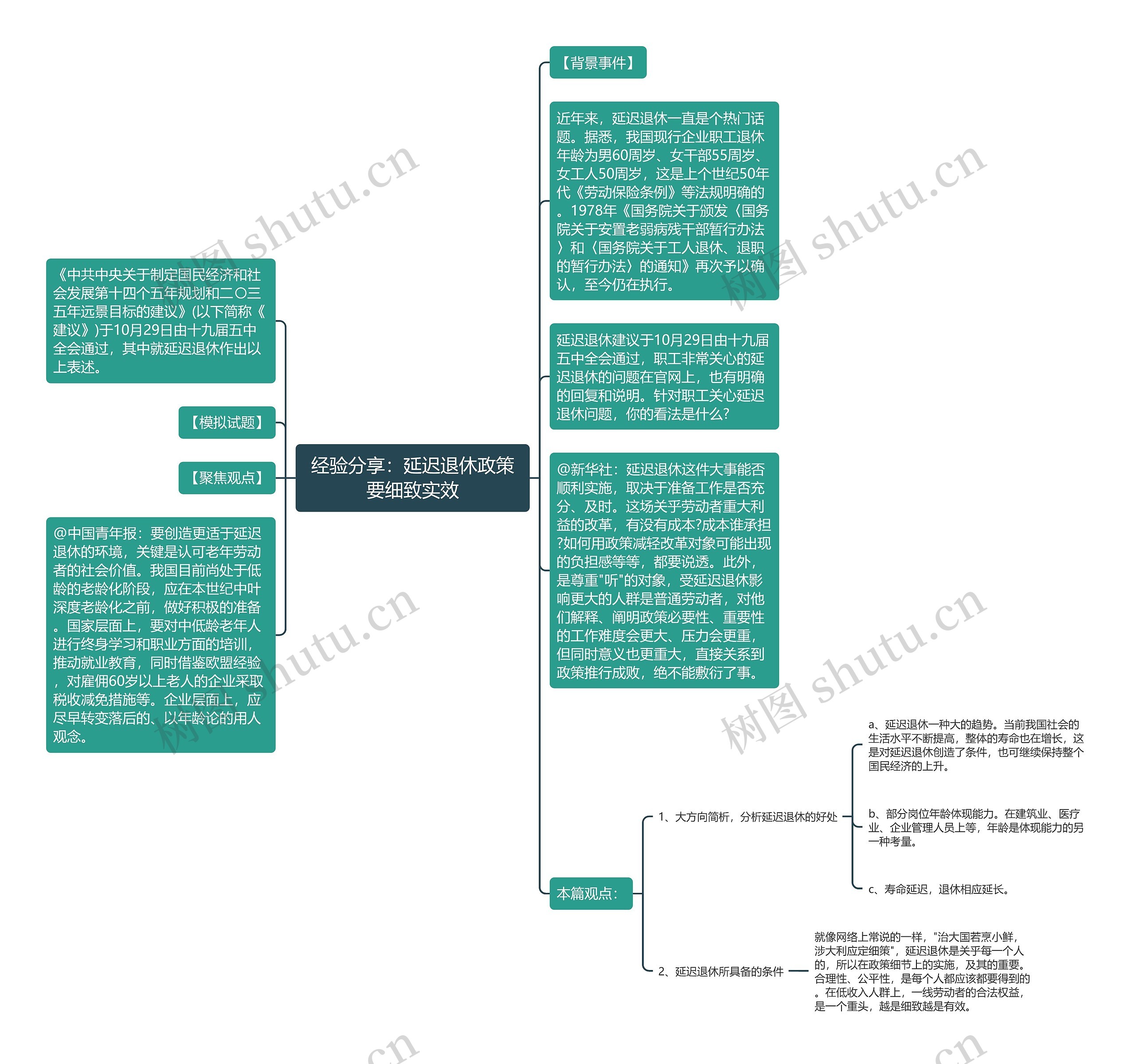 经验分享：延迟退休政策要细致实效思维导图