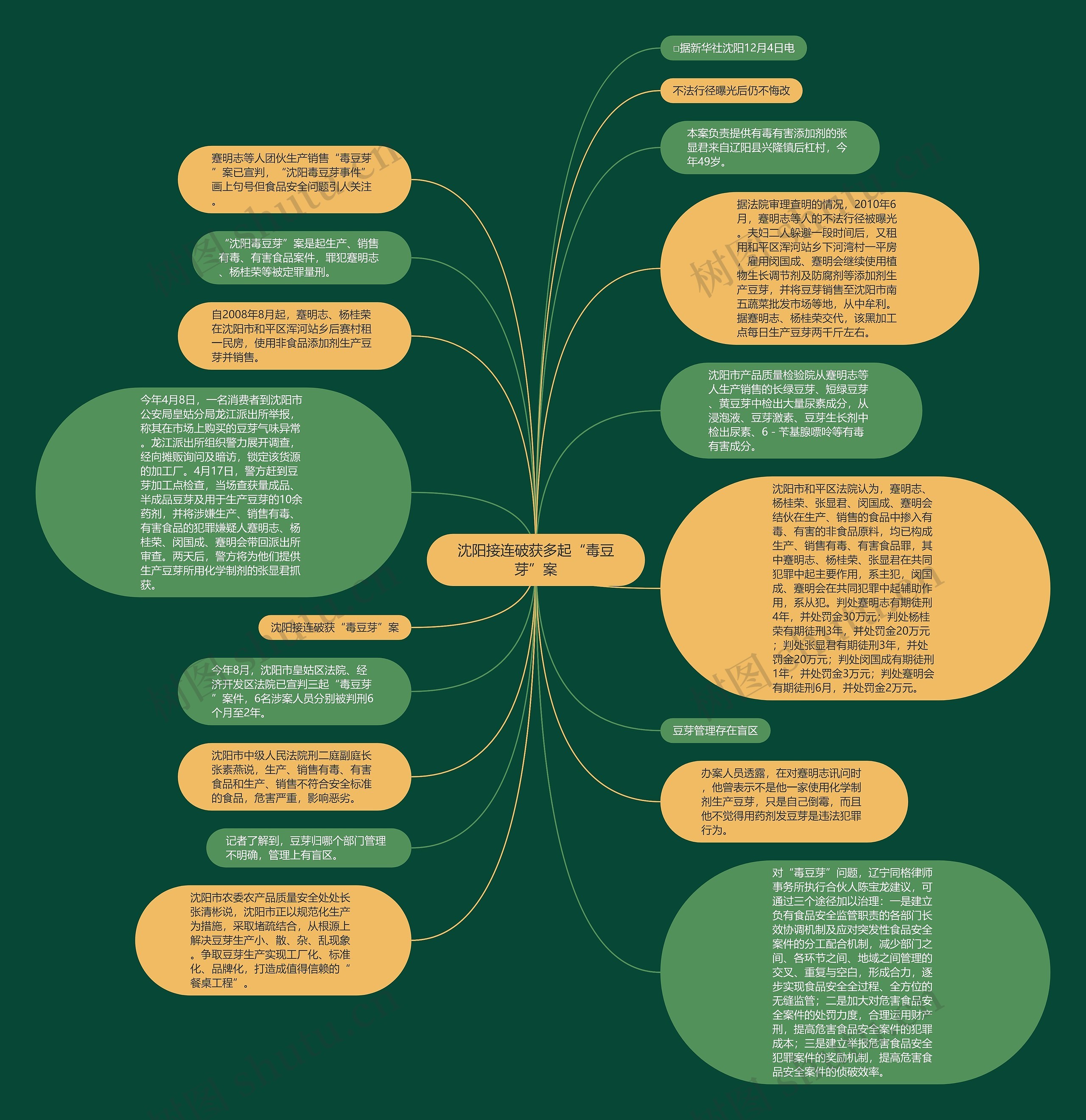 沈阳接连破获多起“毒豆芽”案思维导图