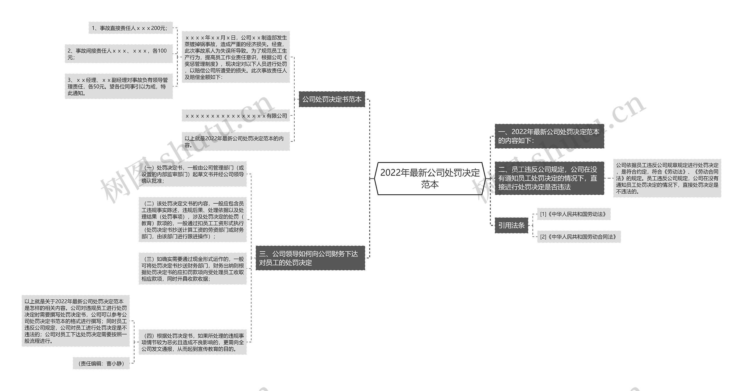 2022年最新公司处罚决定范本思维导图