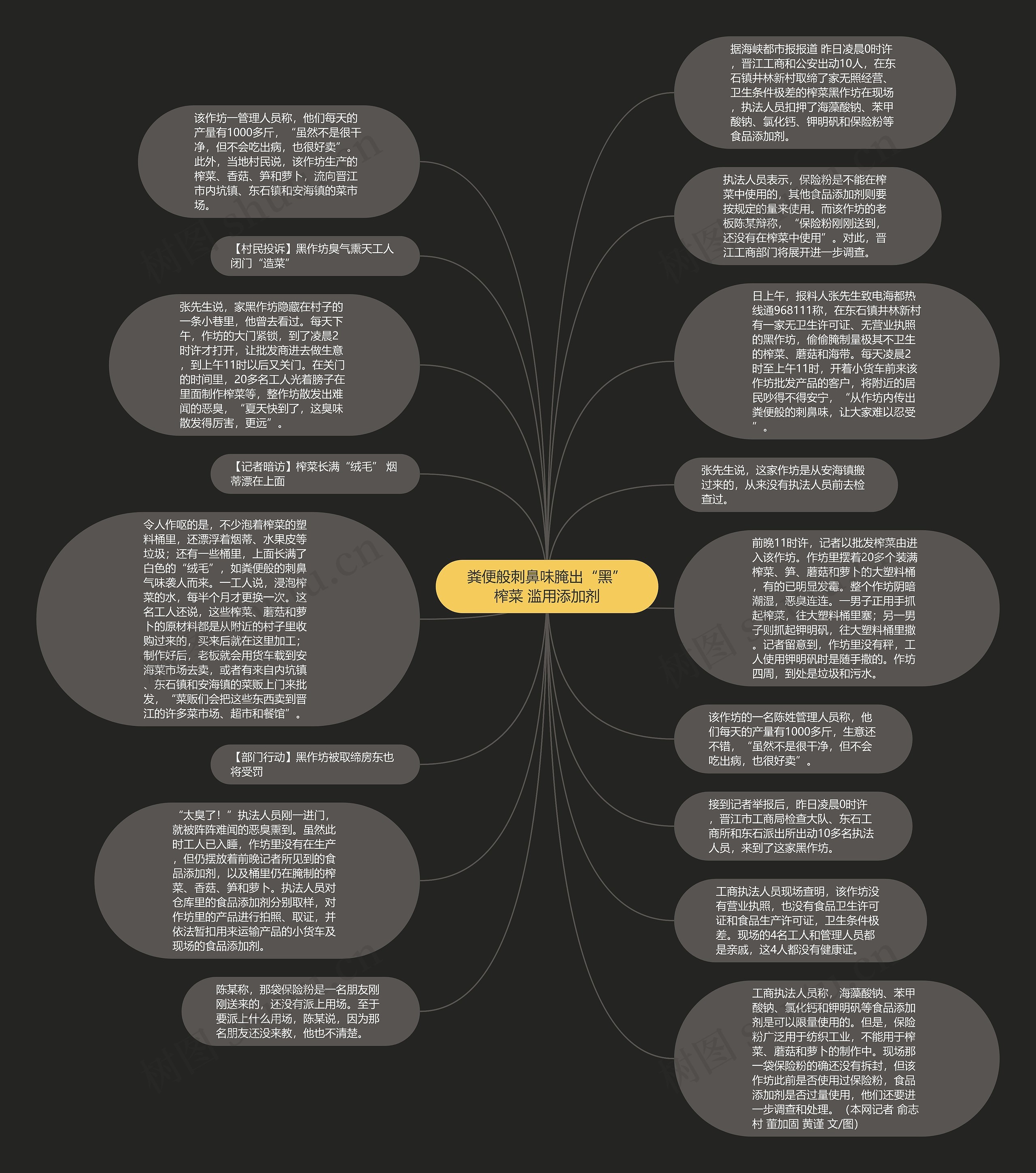 粪便般刺鼻味腌出“黑”榨菜 滥用添加剂思维导图