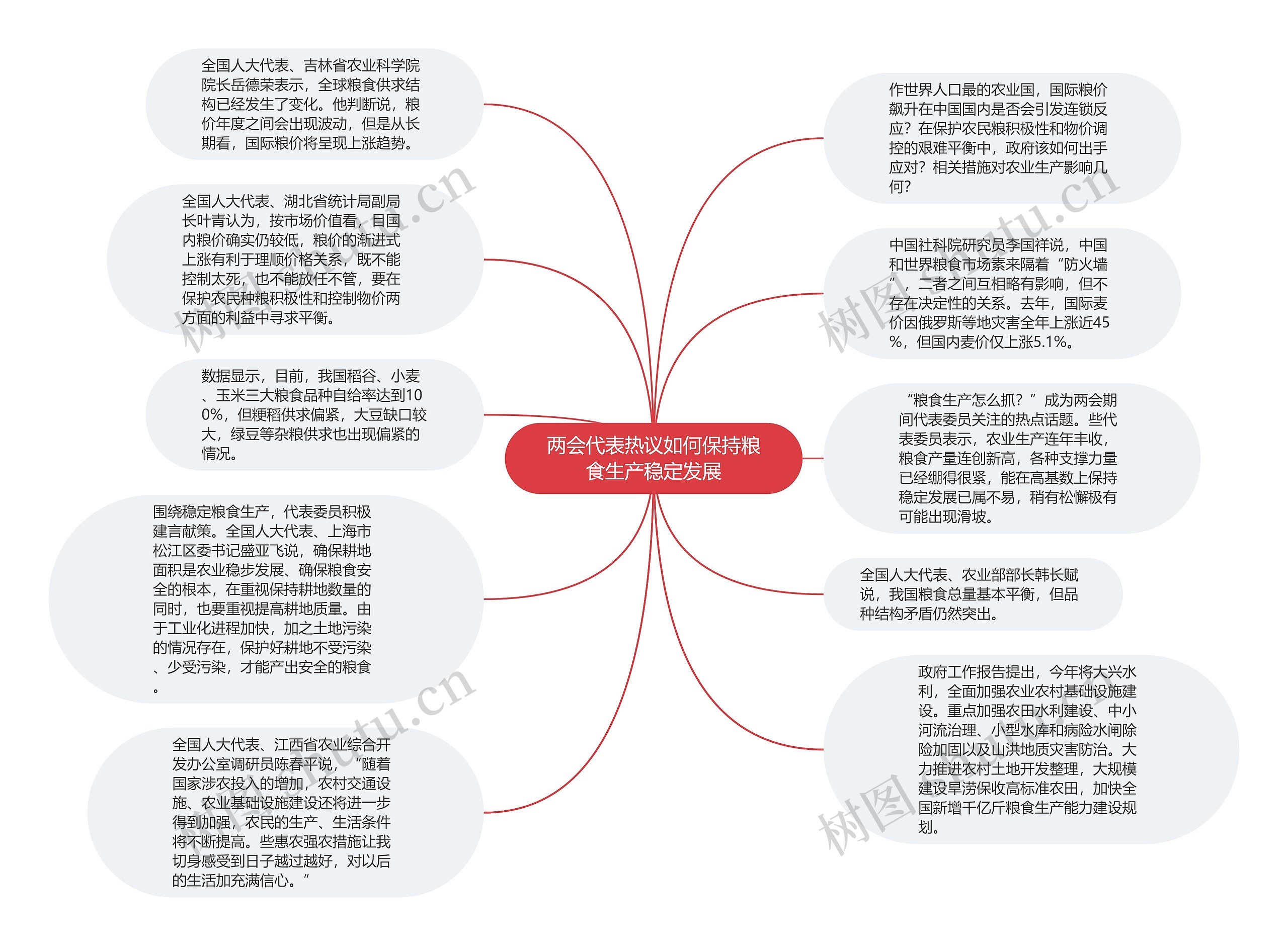 两会代表热议如何保持粮食生产稳定发展思维导图