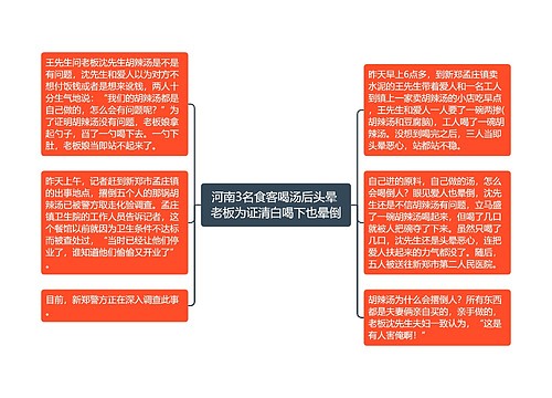 河南3名食客喝汤后头晕 老板为证清白喝下也晕倒