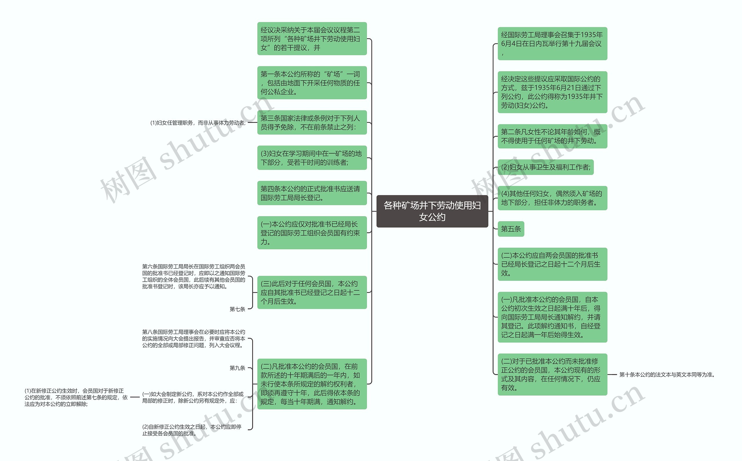 各种矿场井下劳动使用妇女公约思维导图