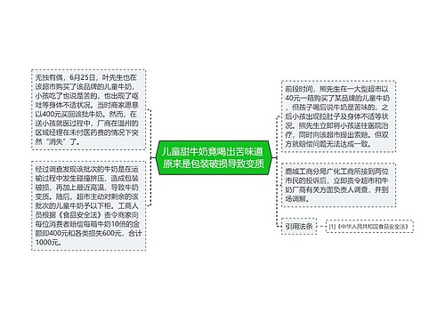 儿童甜牛奶竟喝出苦味道 原来是包装破损导致变质