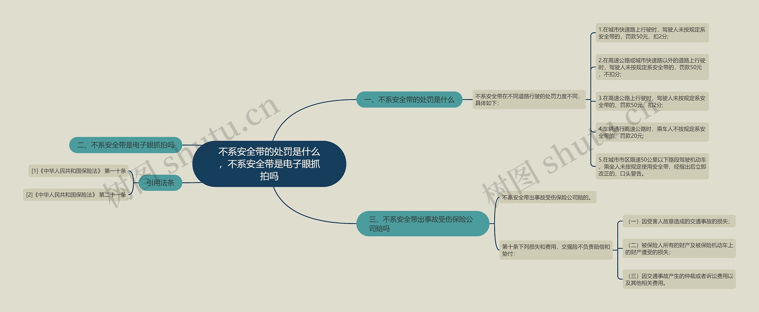 不系安全带的处罚是什么，不系安全带是电子眼抓拍吗思维导图