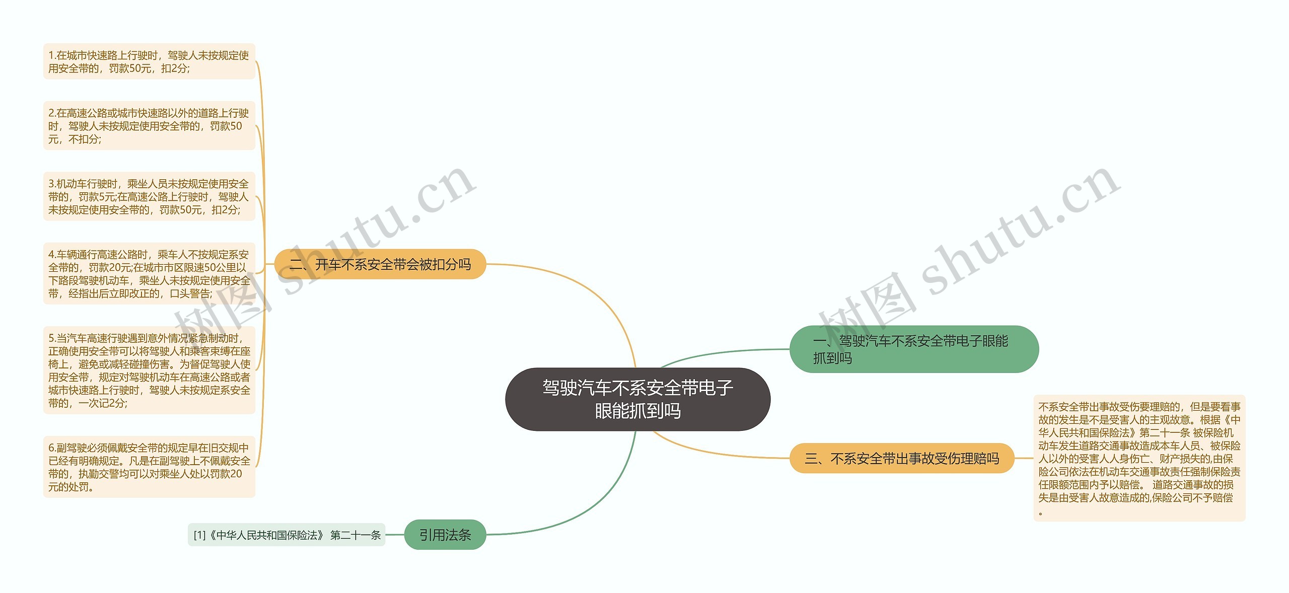 驾驶汽车不系安全带电子眼能抓到吗思维导图