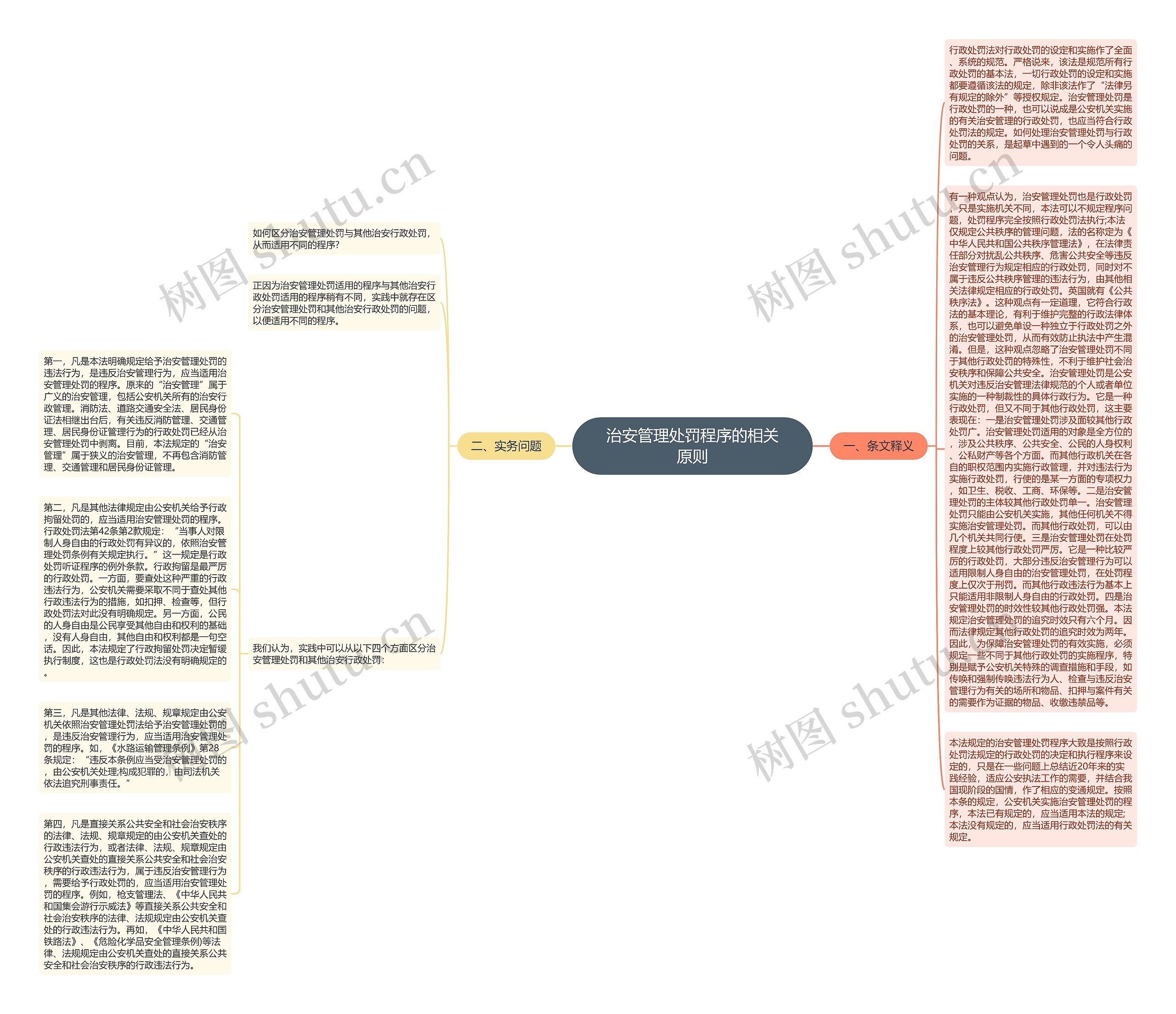 治安管理处罚程序的相关原则思维导图
