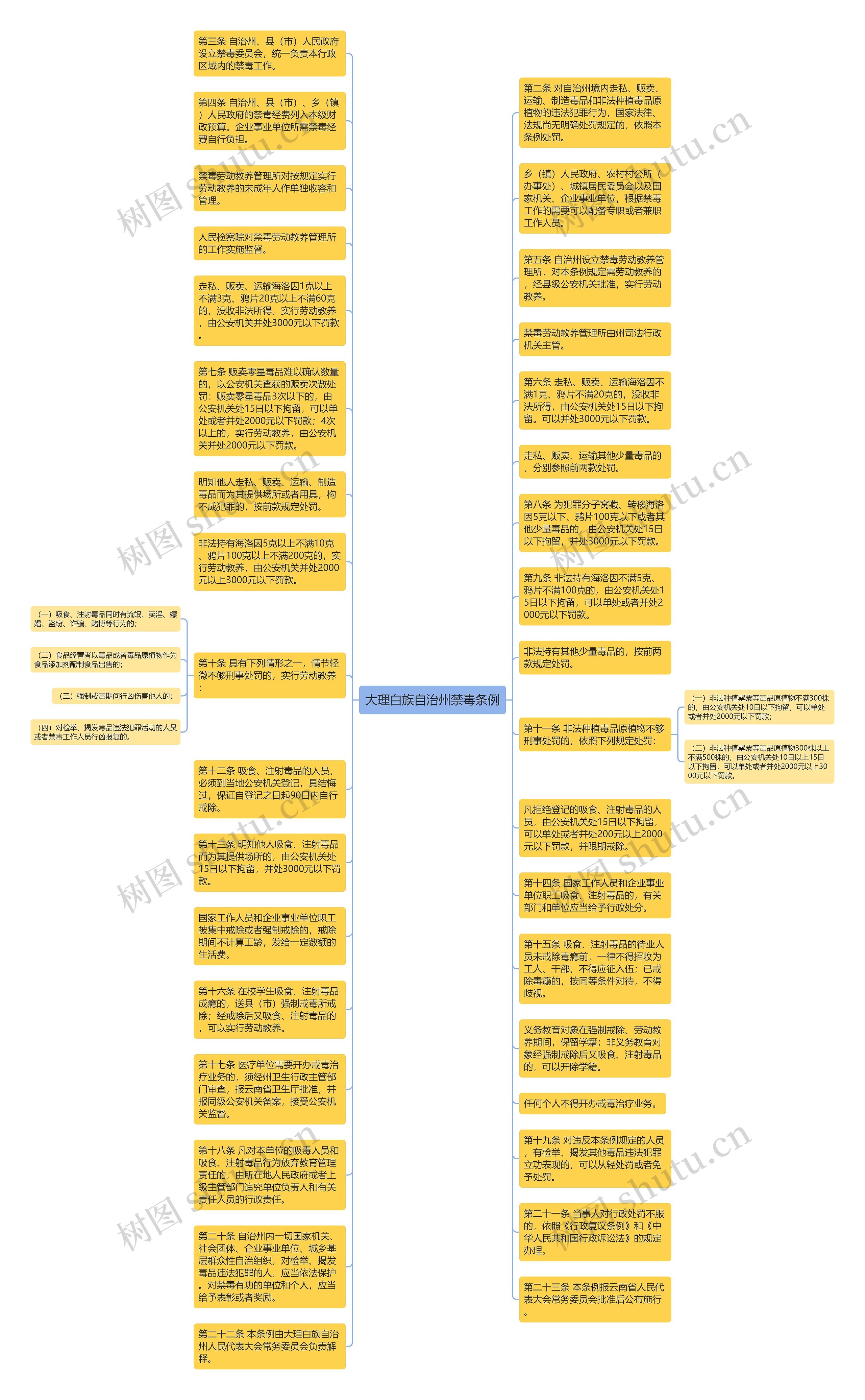 大理白族自治州禁毒条例思维导图