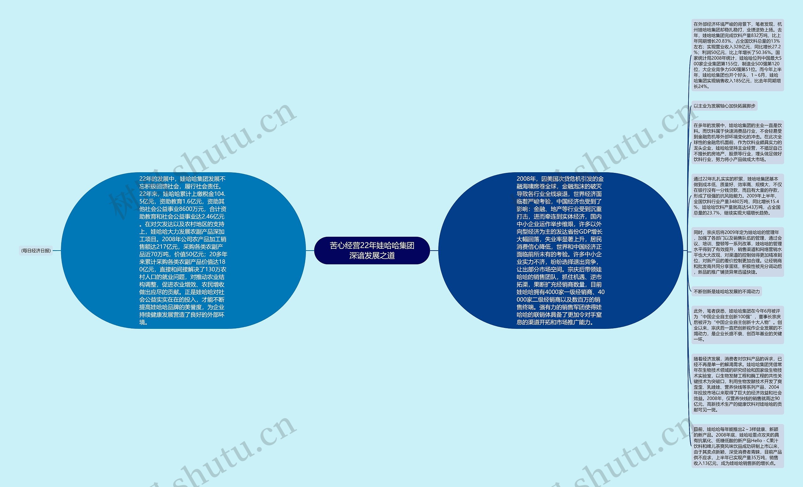 苦心经营22年娃哈哈集团深谙发展之道思维导图