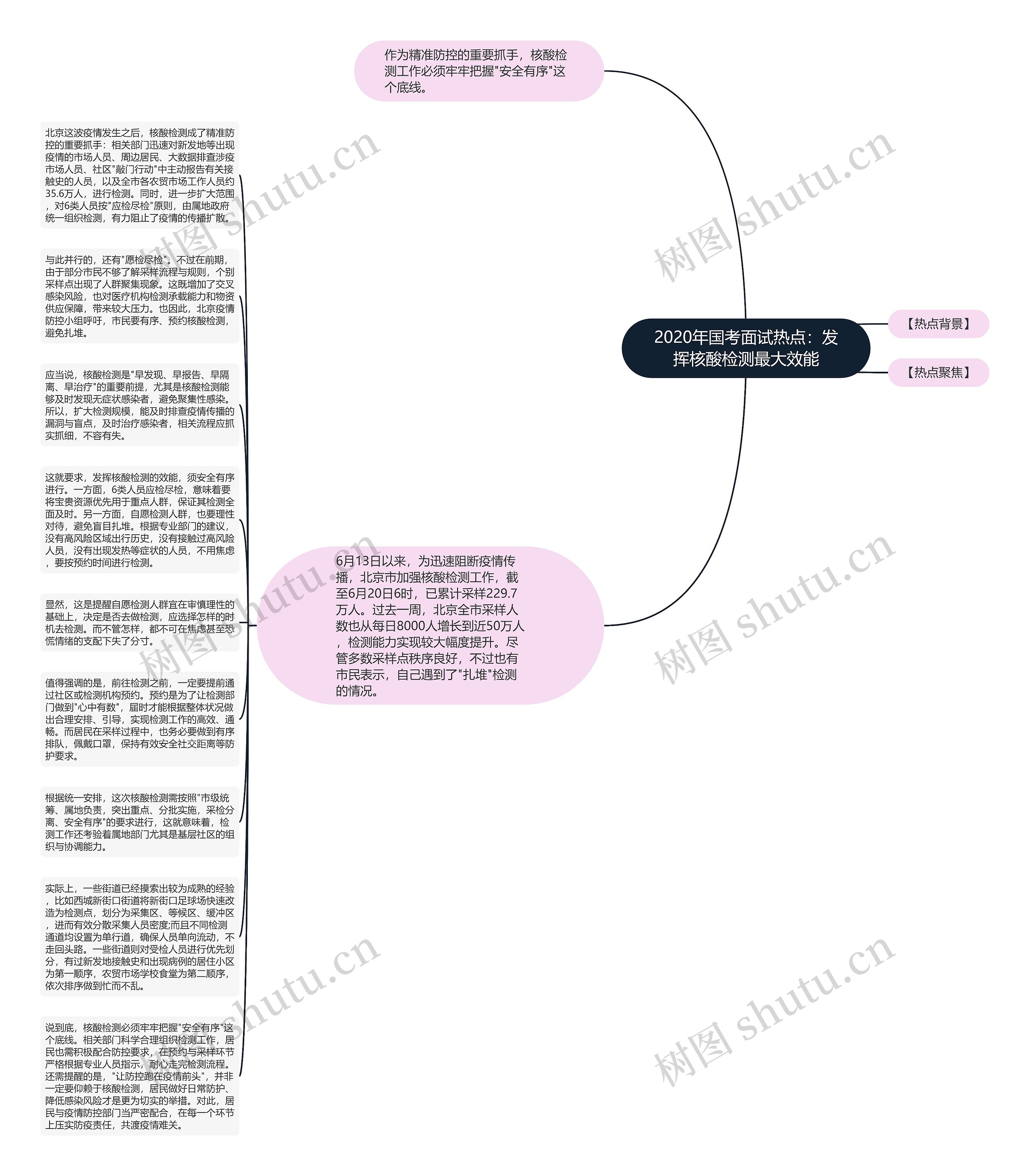2020年国考面试热点：发挥核酸检测最大效能思维导图