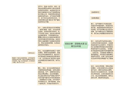 经验分享：还绿色水源 远离污水环境