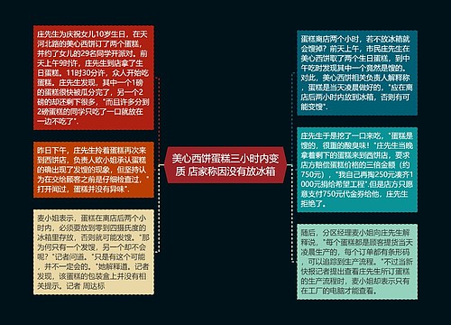 美心西饼蛋糕三小时内变质 店家称因没有放冰箱