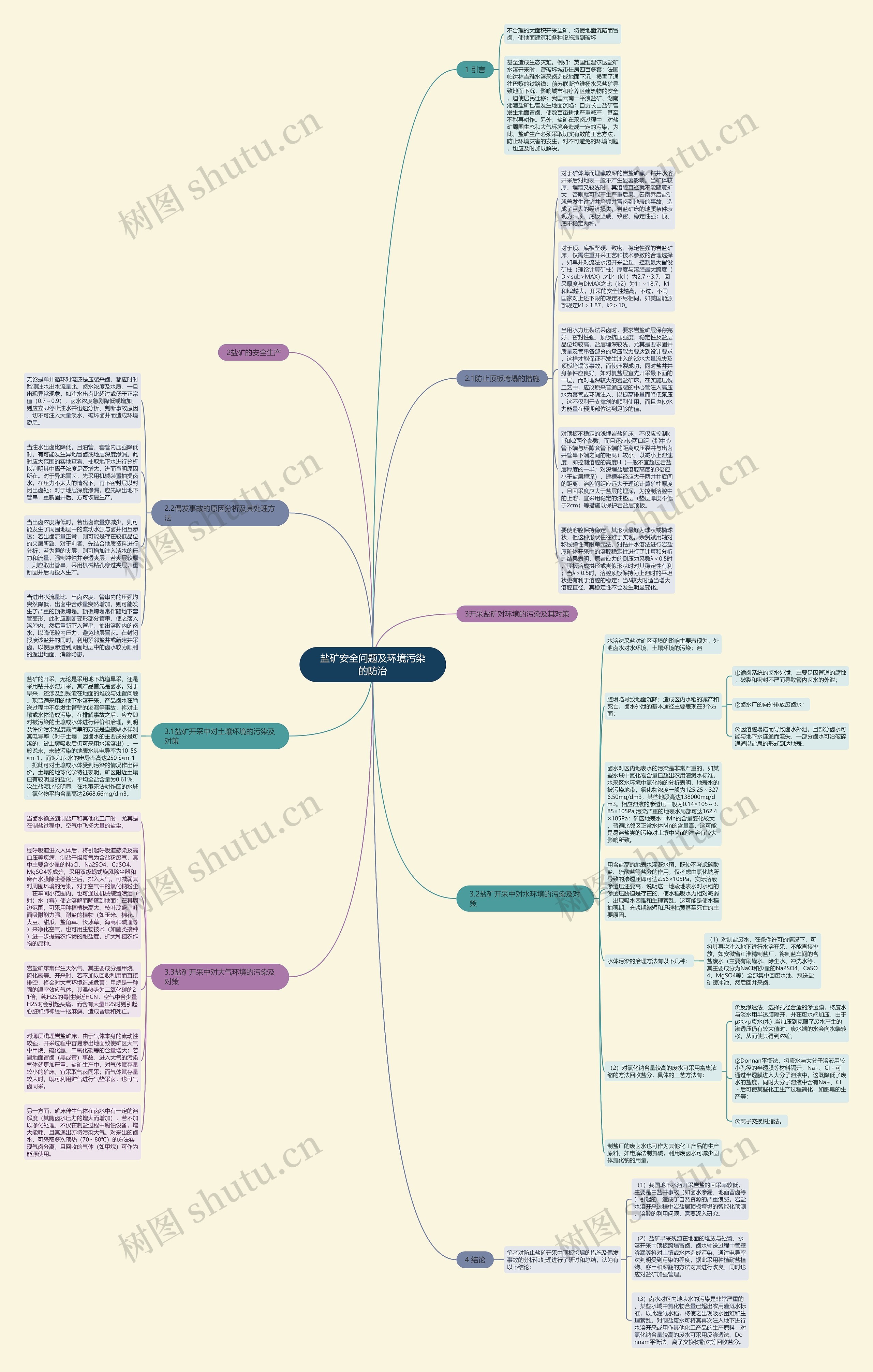 盐矿安全问题及环境污染的防治思维导图