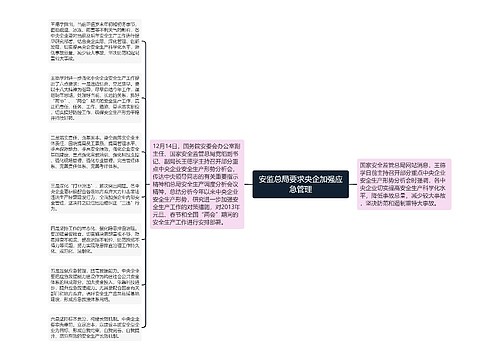 安监总局要求央企加强应急管理