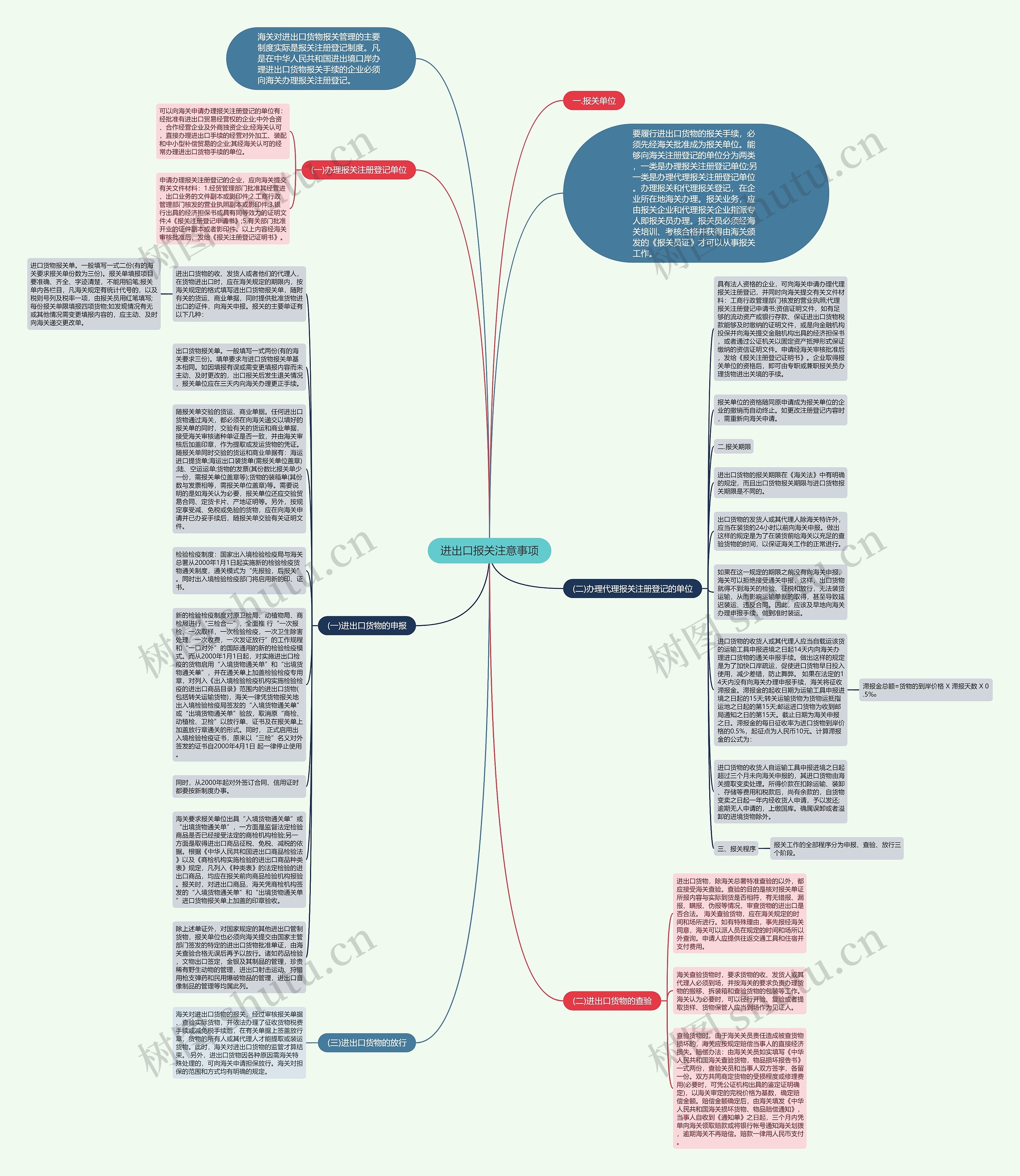 进出口报关注意事项思维导图