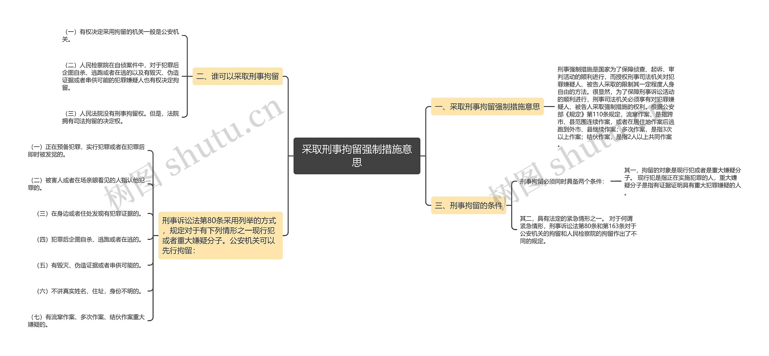 采取刑事拘留强制措施意思思维导图