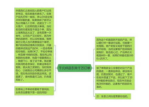 千元样品引来千万订单