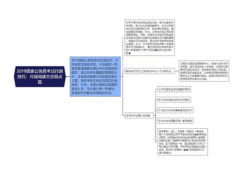 2019国家公务员考试行测技巧：片段阅读主旨观点题