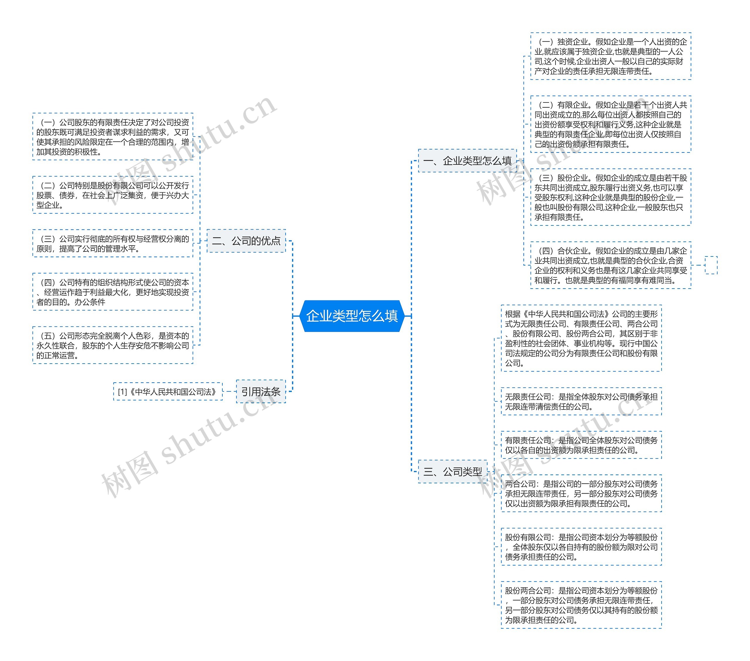 企业类型怎么填思维导图