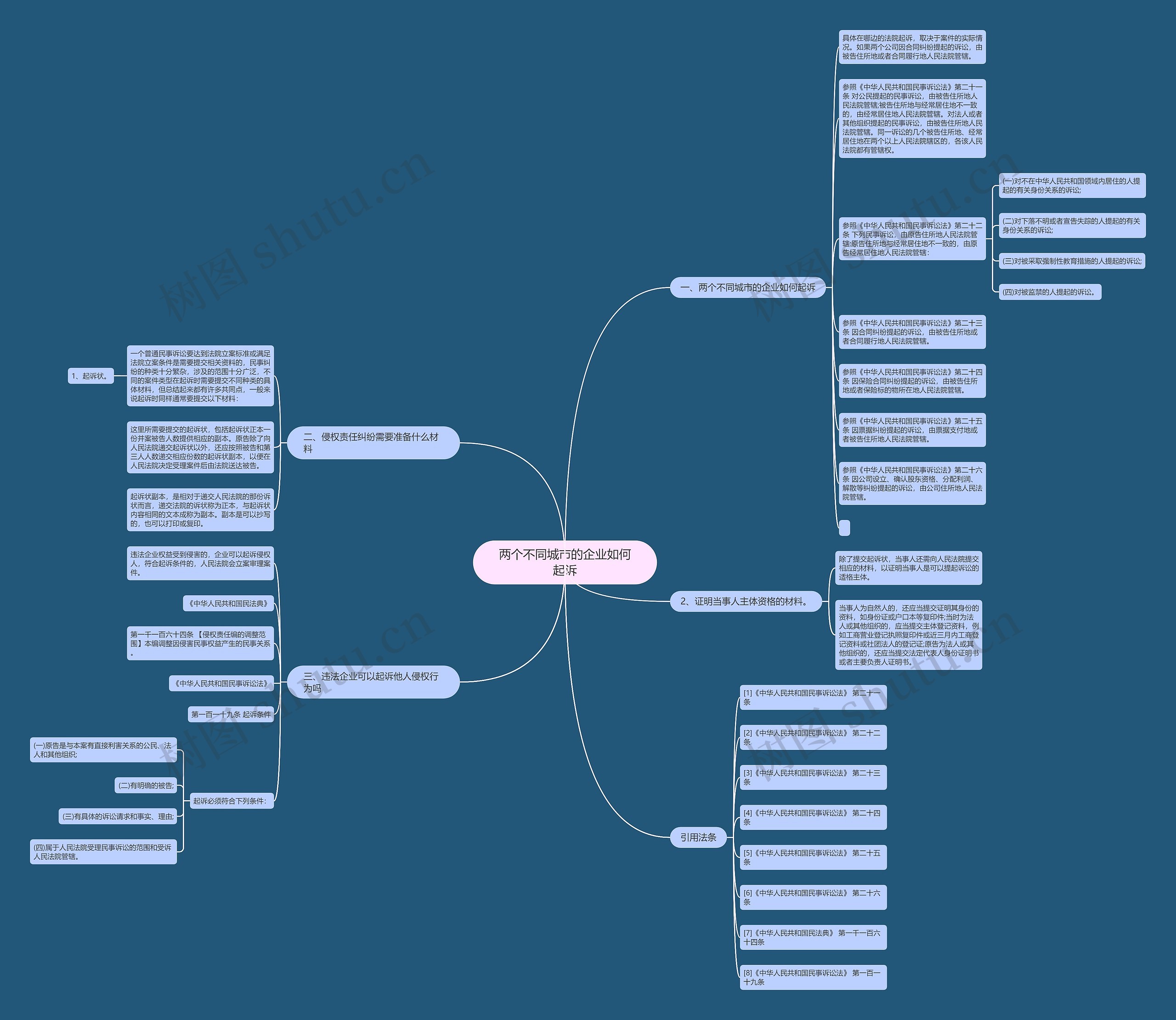两个不同城市的企业如何起诉思维导图