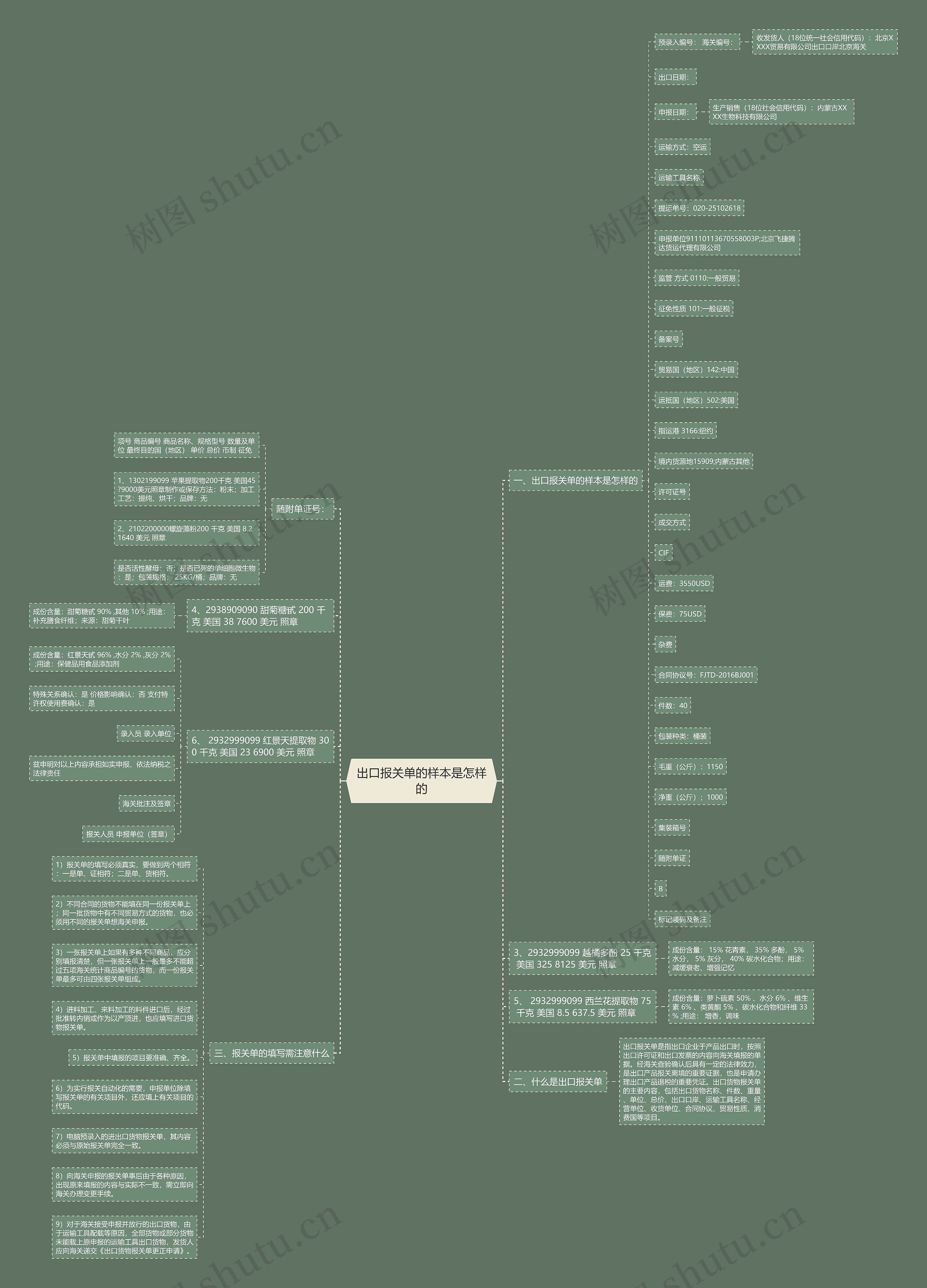 出口报关单的样本是怎样的思维导图