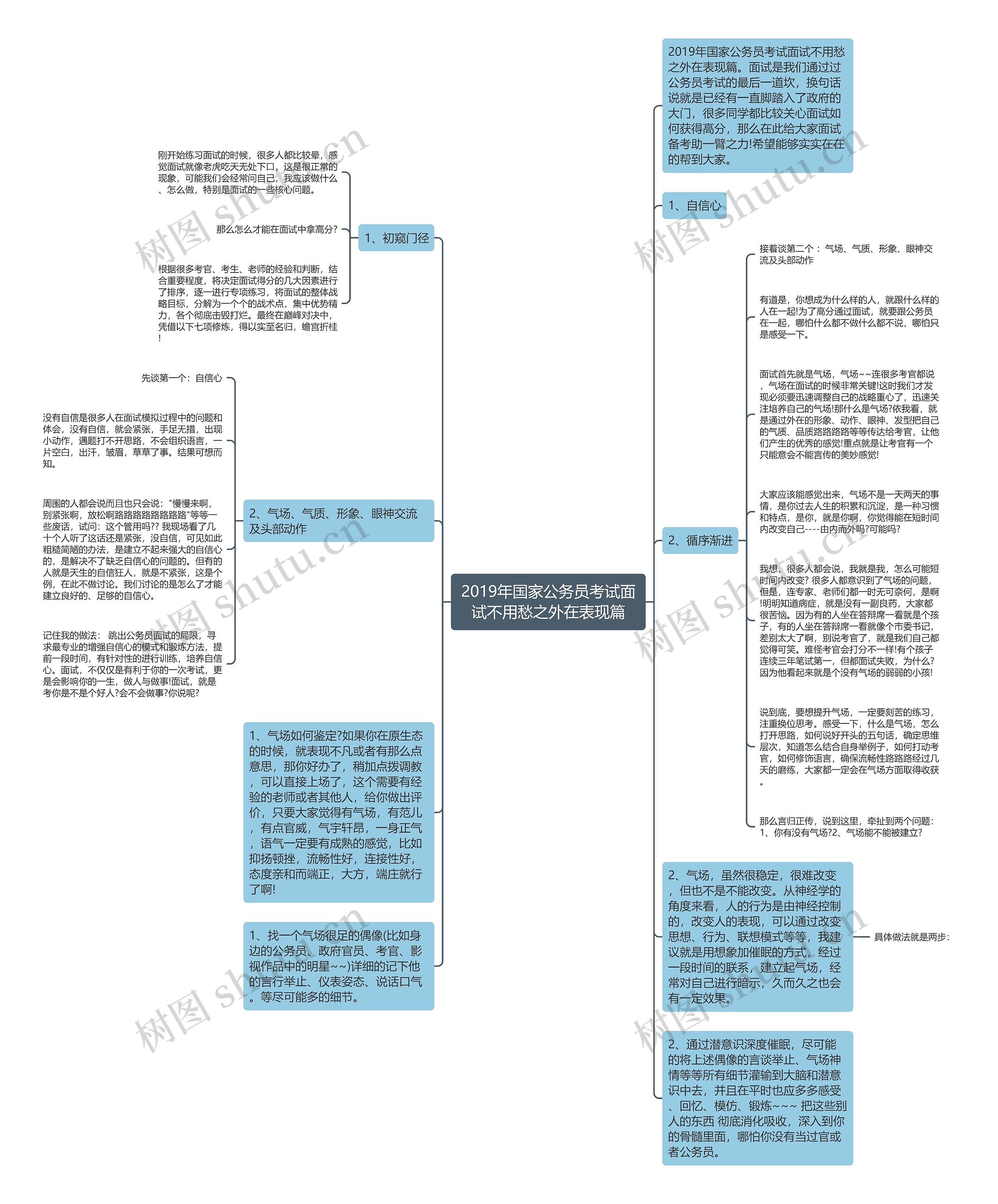 2019年国家公务员考试面试不用愁之外在表现篇思维导图