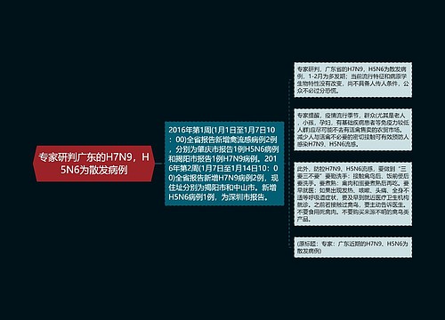 专家研判广东的H7N9，H5N6为散发病例