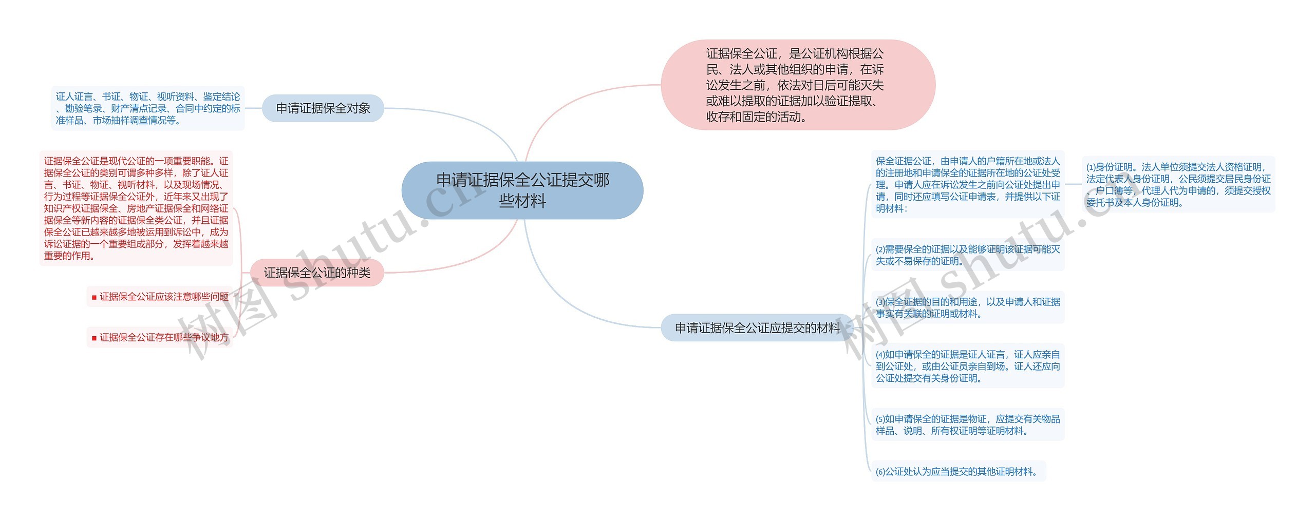 申请证据保全公证提交哪些材料思维导图