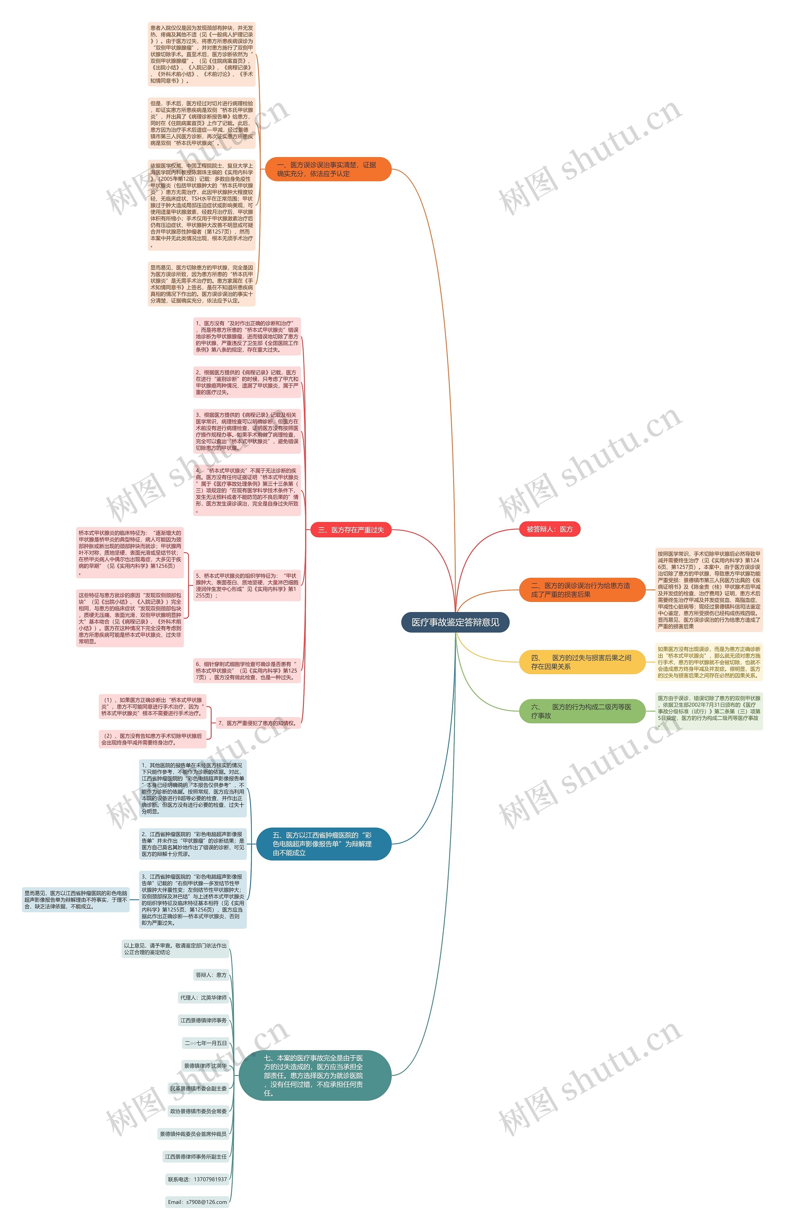 医疗事故鉴定答辩意见思维导图