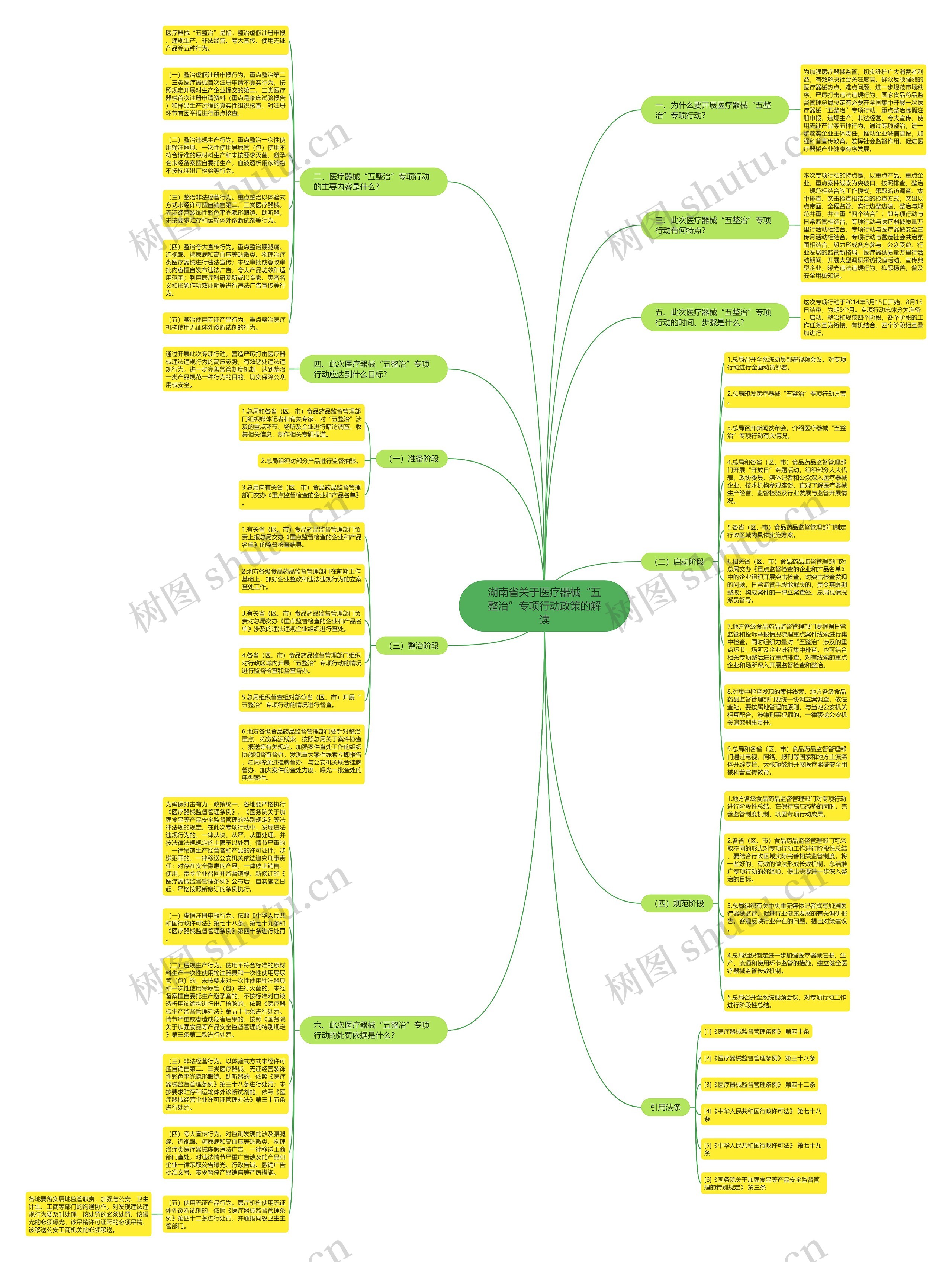 湖南省关于医疗器械“五整治”专项行动政策的解读思维导图