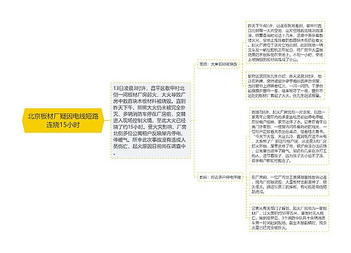 北京板材厂疑因电线短路连烧15小时