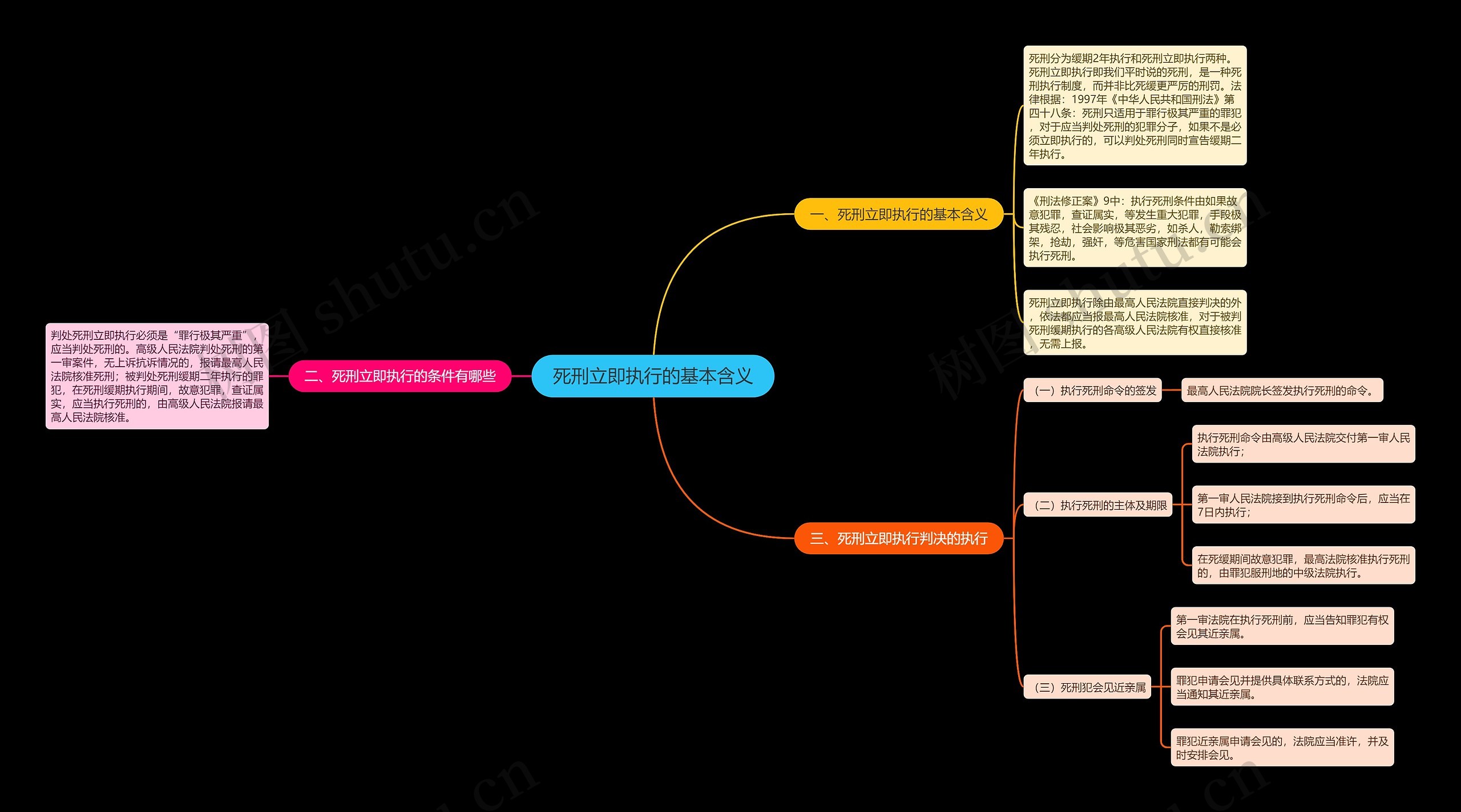 死刑立即执行的基本含义思维导图