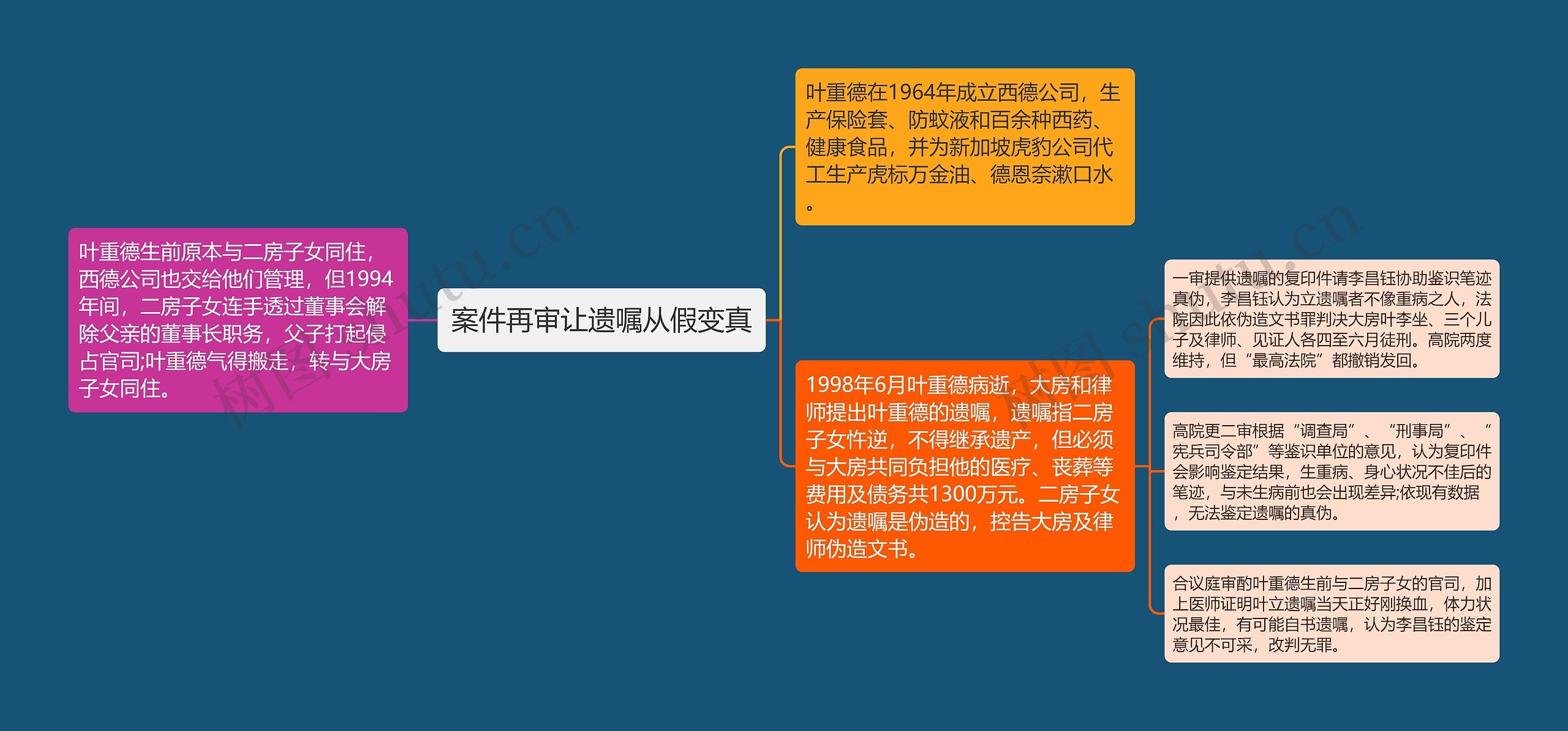 案件再审让遗嘱从假变真思维导图