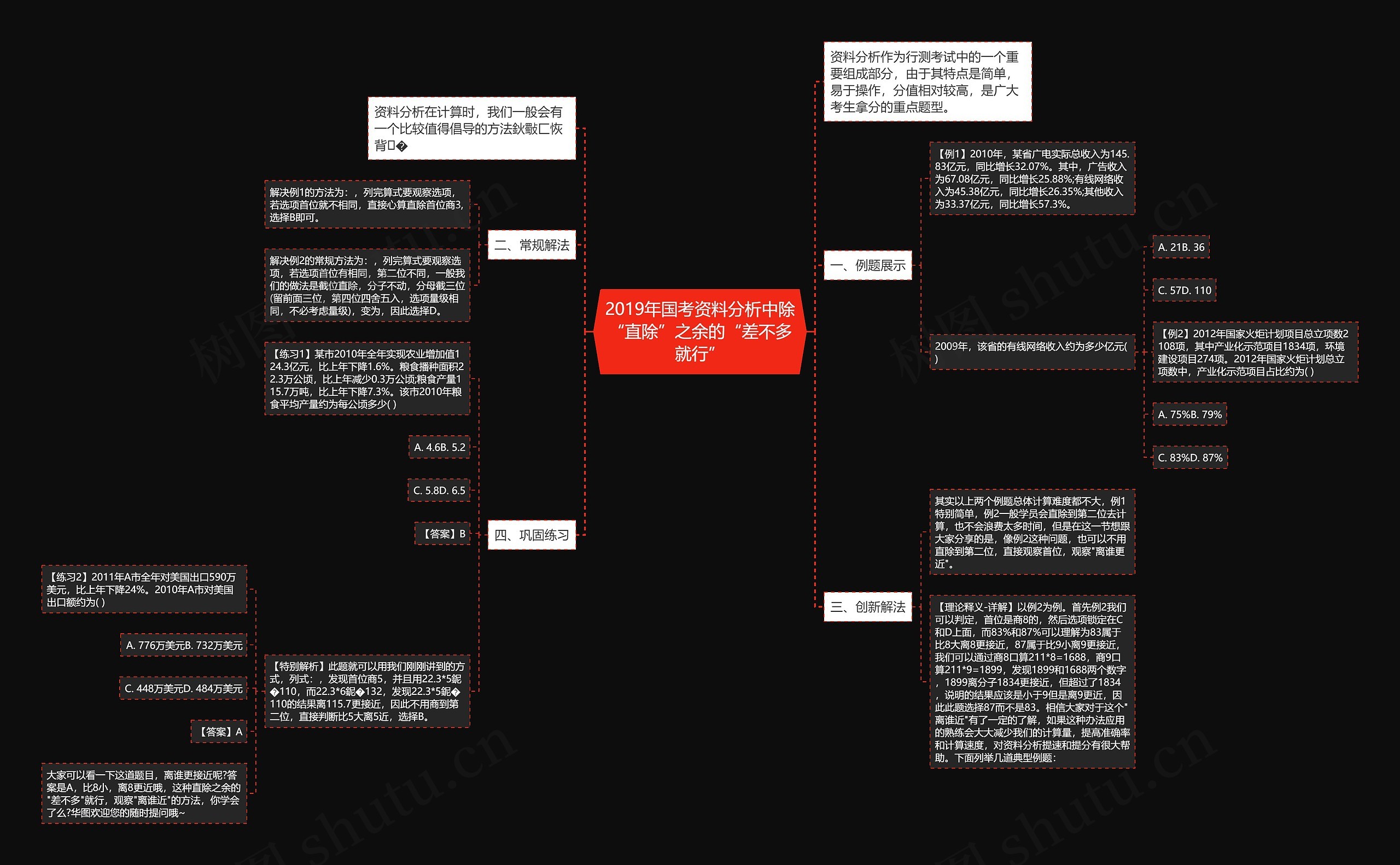 2019年国考资料分析中除“直除”之余的“差不多就行”思维导图