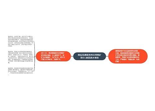 煤监局通报贵州谷坝煤矿致8人被困透水事故