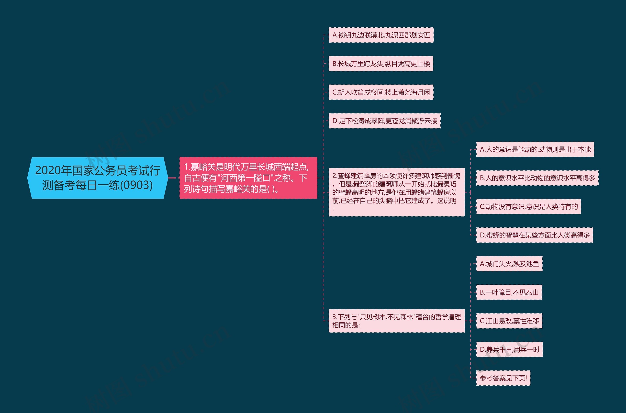 2020年国家公务员考试行测备考每日一练(0903)思维导图