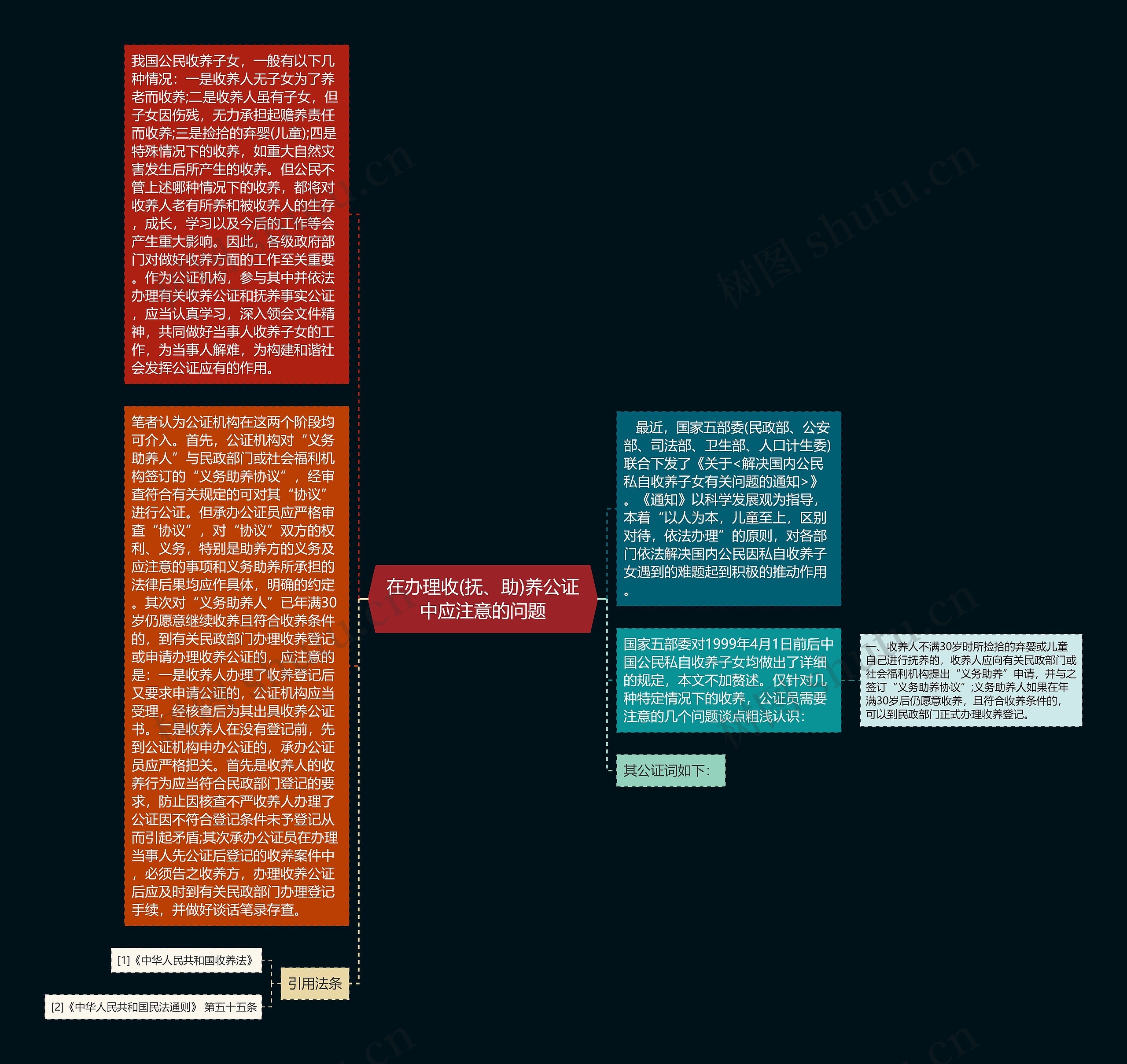 在办理收(抚、助)养公证中应注意的问题思维导图