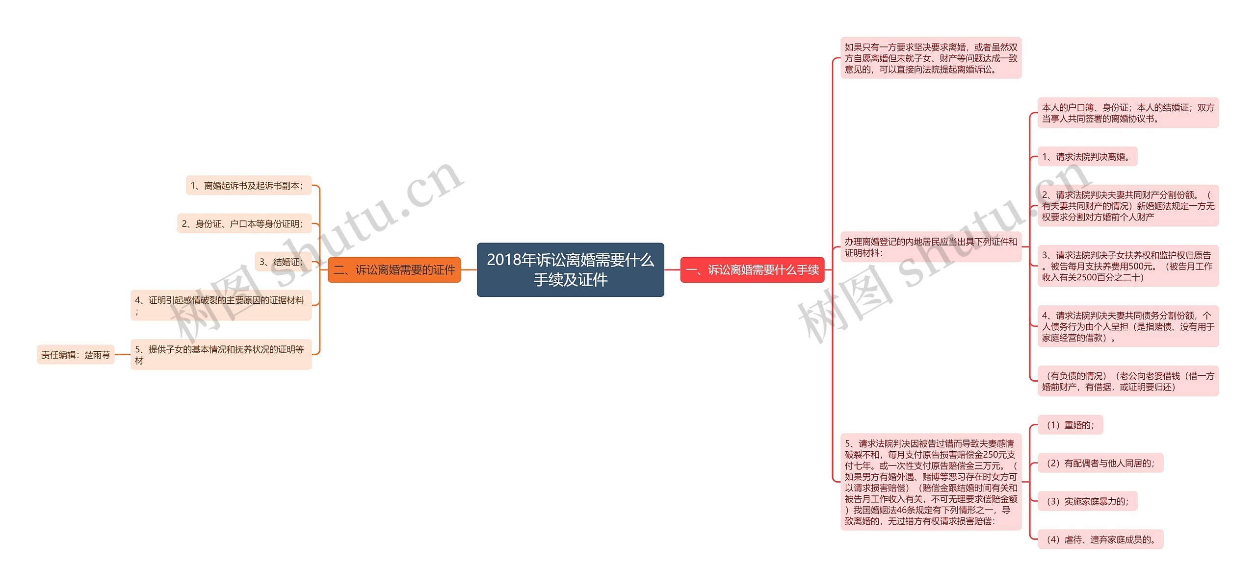 2018年诉讼离婚需要什么手续及证件思维导图