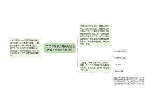 2020年国家公务员考试之数量关系如何发散思维