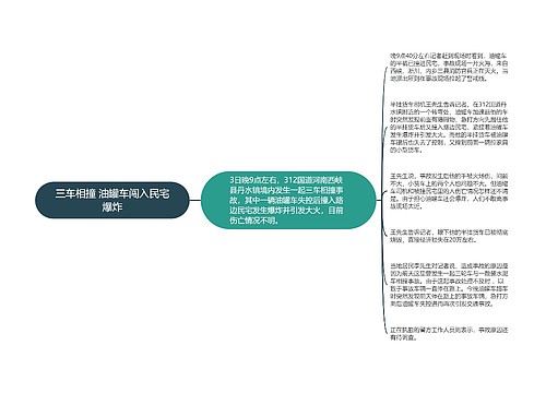 三车相撞 油罐车闯入民宅爆炸