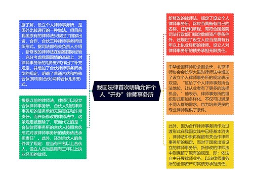 我国法律首次明确允许个人“开办”律师事务所