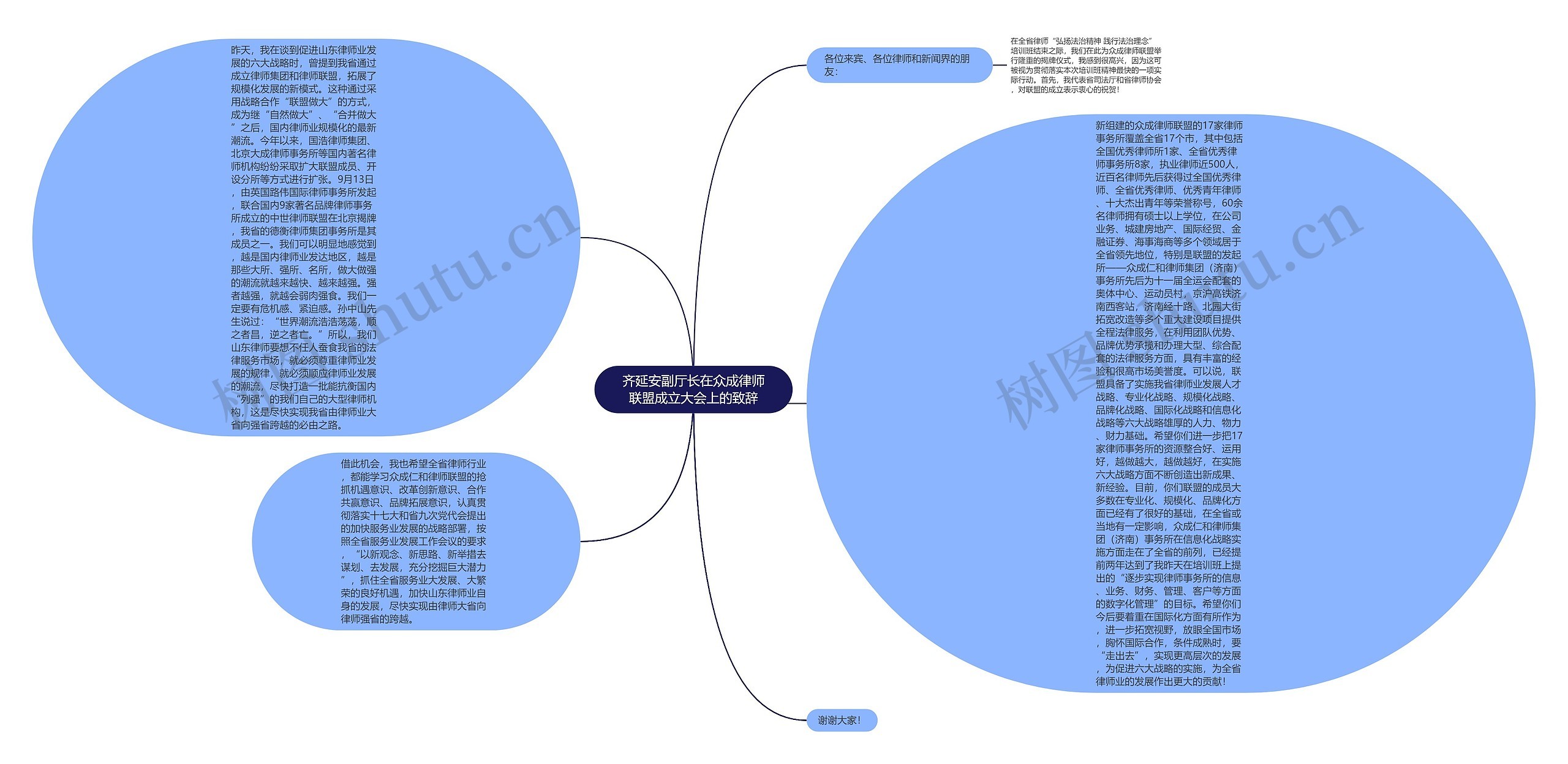 齐延安副厅长在众成律师联盟成立大会上的致辞思维导图