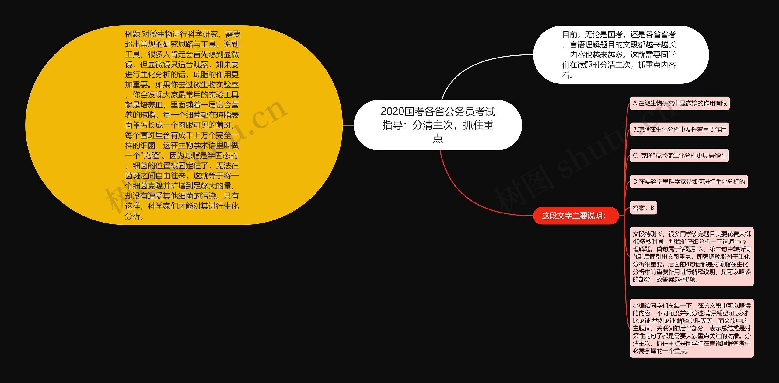 2020国考各省公务员考试指导：分清主次，抓住重点思维导图