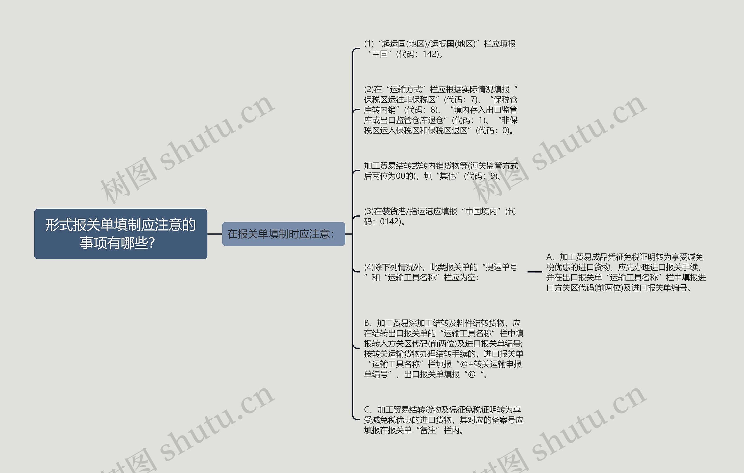 形式报关单填制应注意的事项有哪些？思维导图