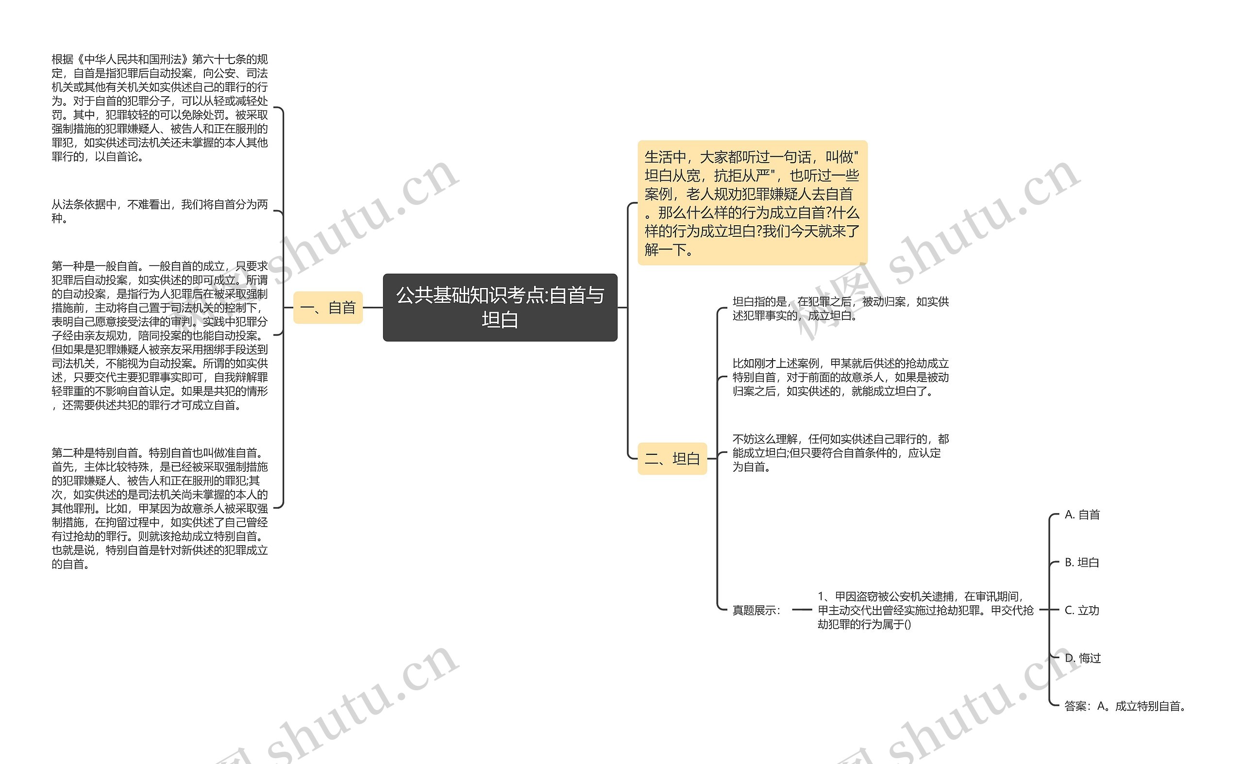 公共基础知识考点:自首与坦白